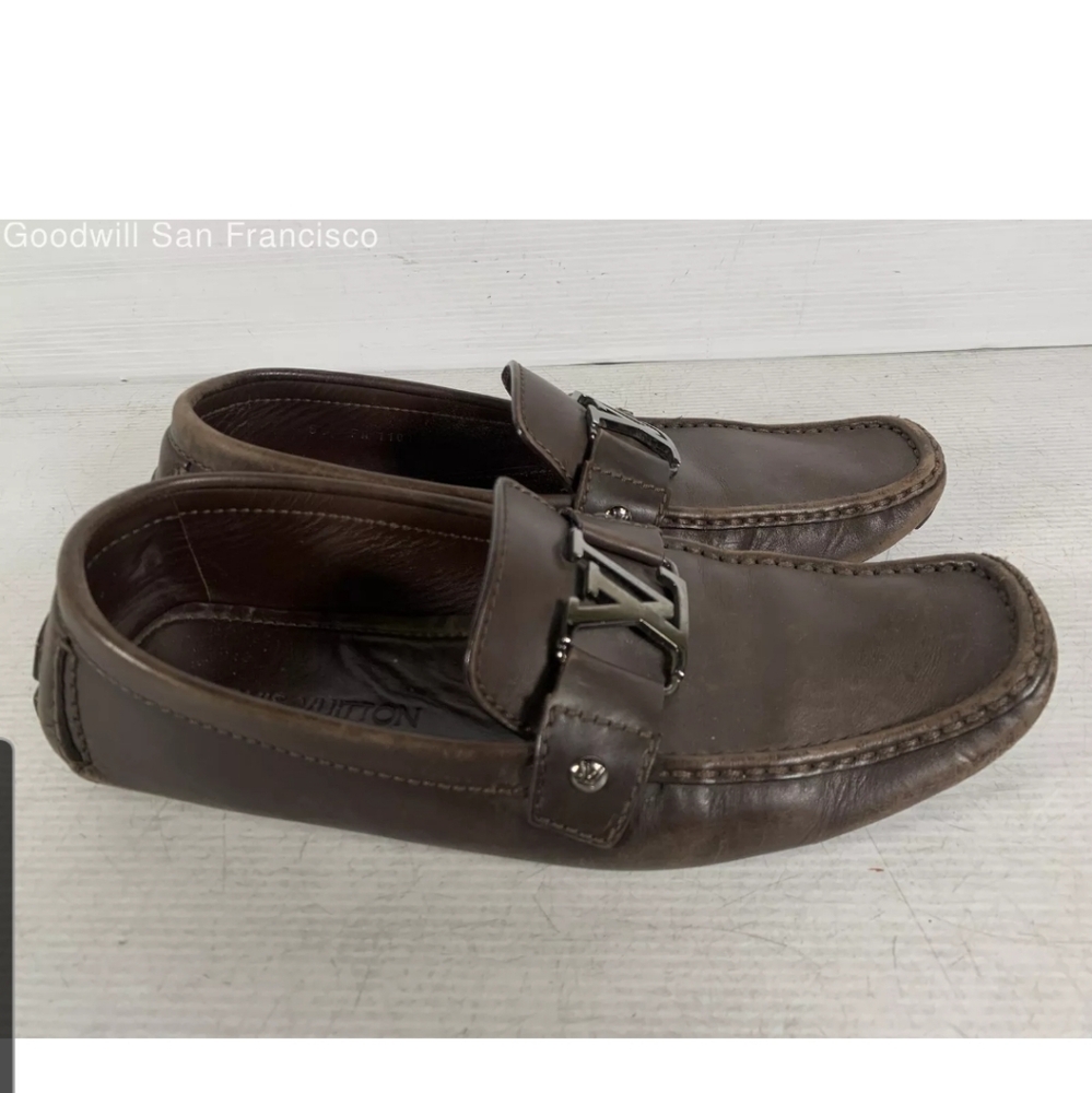 Authentic Louis Vuitton Brown Leather Loafers - Picture 5 of 10